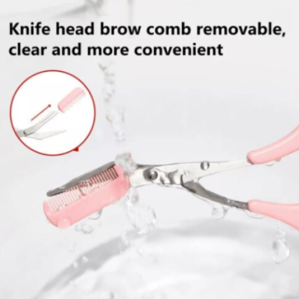 Trimmer Manual pentru Sprâncene, CRM, Design Foarfecă, Roz [3]