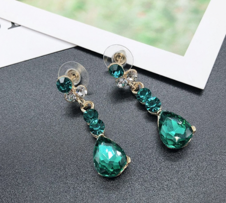 Set bijuterii pentru femei, GMO, Wedding Safir Cristal, colier si cercei, forma muguri, verde [3]