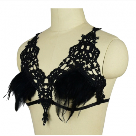 Lenjerie sexi dama, Feather, neagra [1]