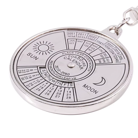 Breloc For 50 YRS pentru chei, CRM, design calendar, argintiu, rotund [2]