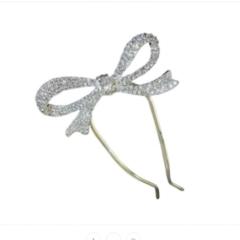 Ac de păr elegant, CRM, cu fundiță argintie, accesoriu sofisticat pentru coafuri [1]