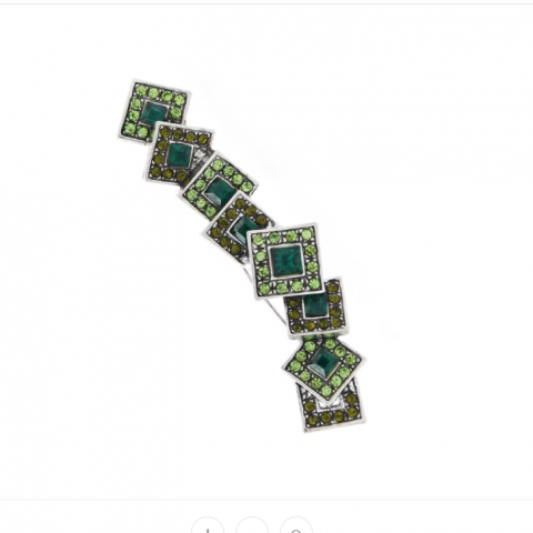 Accesoriu decorativ pentru femei, CRM, brosa eleganta, 7.5 cm, verde/argintiu [3]