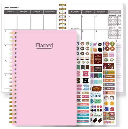 Birotica & Papetarie - Agendă 2026-2027 EVNC - Weekly Planner, Include Set de Stickere