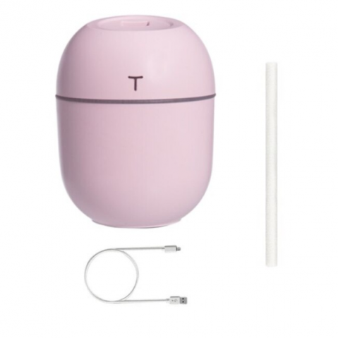 Aparat pentru umidificare si purificare aer, difuzor de apa si ulei aromatizat, CRM, 200 ml, ultrasonic, portabil, roz [1]