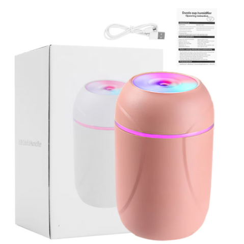 Aparat umidificare si purificare aer, CRM, difuzor de apa si ulei aromatizat, 300 ml, ultrasonic, portabil, roz [4]
