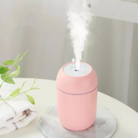 Aparat umidificare si purificare aer, CRM, difuzor de apa si ulei aromatizat, 300 ml, ultrasonic, portabil, roz [0]