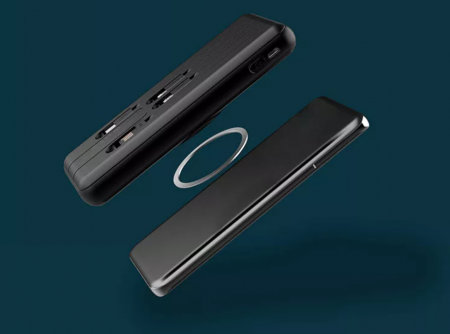Baterie externa, powerbank cu incarcare Wireless Fast Charge, cabluri triple incorporate, neagra, 12000mAh [5]