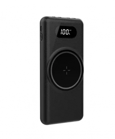 Baterie externa, powerbank cu incarcare Wireless Fast Charge, cabluri triple incorporate, neagra, 12000mAh [1]