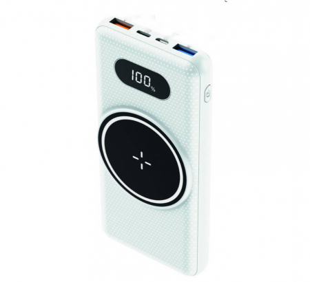 Baterie externa, powerbank cu incarcare Wireless Fast Charge, cabluri triple incorporate, neagra, 12000mAh [10]