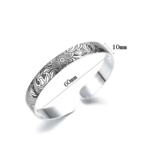 Bratara Dama, CRM, Reglabila, Model Floral Vintage, Argintiu, Design Elegant, Stil Boho [2]