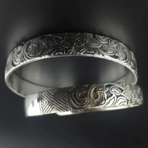 Bratara Dama, CRM, Reglabila, Model Floral Vintage, Argintiu, Design Elegant, Stil Boho [5]