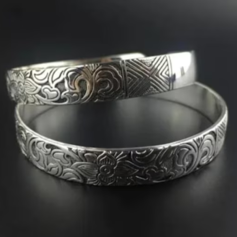 Bratara Dama, CRM, Reglabila, Model Floral Vintage, Argintiu, Design Elegant, Stil Boho [1]