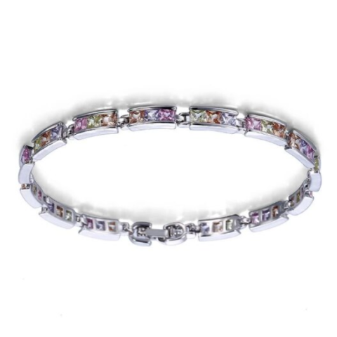 Bratari - Bratara dama Elegance, CRM, cu pietre multicolor stralucitoare, 19.5 cm