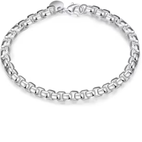 Bratari - Bratara eleganta, CRM, lantisor rotund, 19 cm, pentru femei si barbati, argintiu