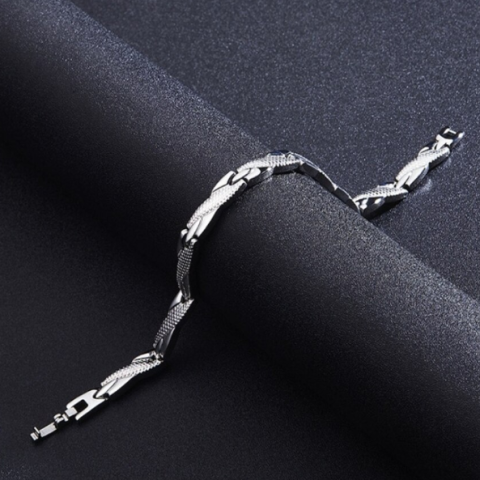 Bratara eleganta femei MagneticLymph, CRM, magnetica, ajustabila, argintie, 21 cm [3]