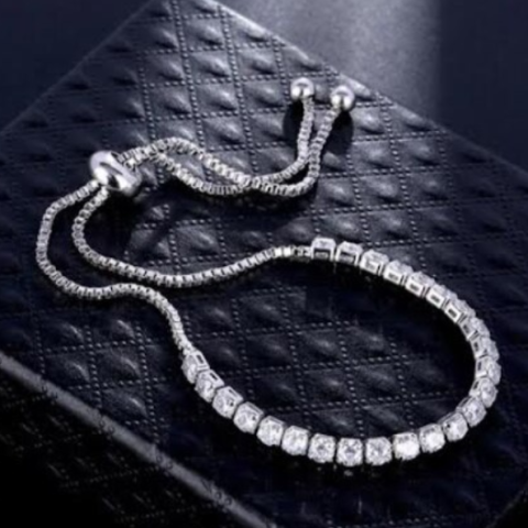 Bratari - Bratara eleganta fete, reglabila, CRM, cu cristale albe, 27 cm