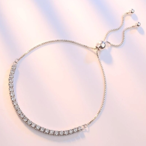 Bratara eleganta fete, reglabila, CRM, cu cristale albe, 27 cm [5]