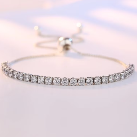 Bratara eleganta fete, reglabila, CRM, cu cristale albe, 27 cm [2]