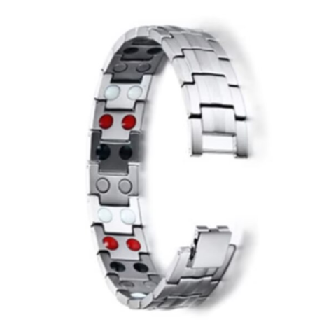 Bratara magnetica pentru barbati, CRM, argintie, ajustabila, 20 cm [1]