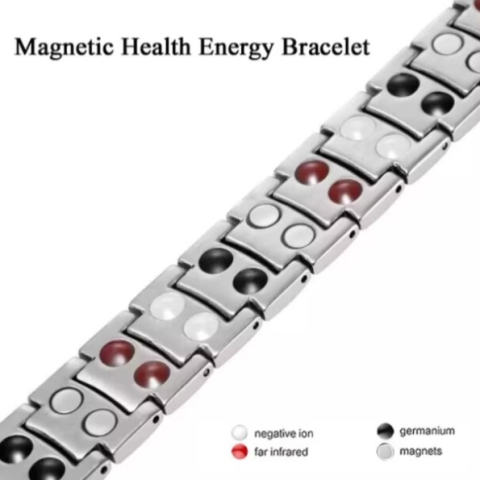Bratara magnetica pentru barbati, CRM, argintie, ajustabila, 20 cm [2]