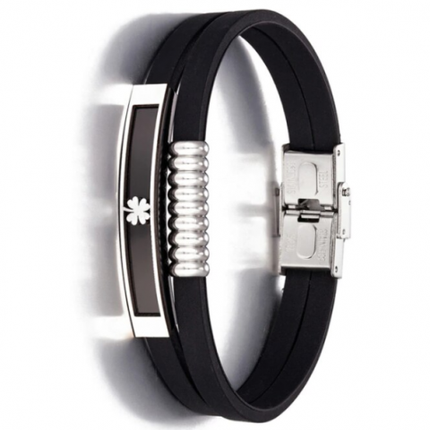 Bratara pentru barbati, CRM, dubla, negru/argintiu, 21 cm [2]