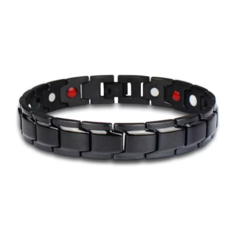 Bratari - Bratara magnetica pentru barbati CRM, neagra, eleganta, ajustabila, 20 cm