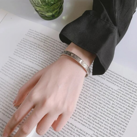 Bratara Retro, CRM, Moon&Star, semireglabila, deschisa, argintie [3]