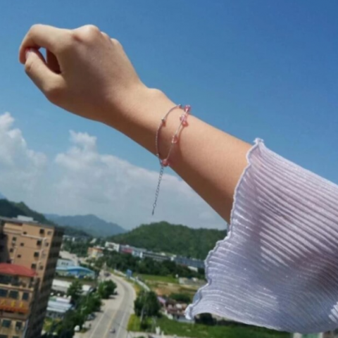 Bratara Star Pink, CRM, dubla, ajustabila, 18 cm [1]