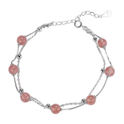 Bratari - Brățară Star Pink, CRM, Dublă, Ajustabilă, 18 cm