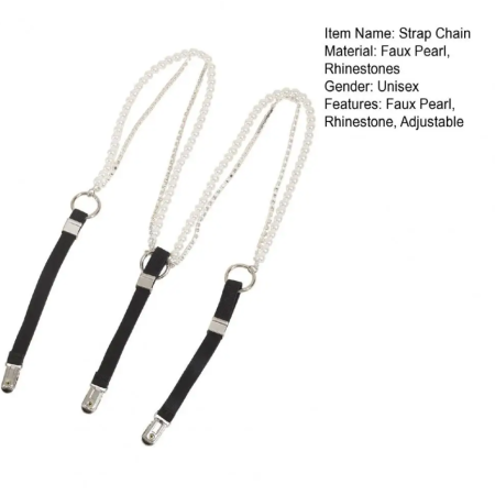 Bretele Fashion Decorative cu Perle, CRM,  Accesoriu Vestimentar Modern pentru Rochii, Bluze și Fuste [2]