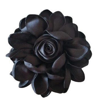 Ceasuri - Brosa in forma de trandafir, ADM, textil, 10 cm, neagra