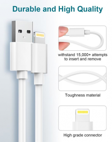 Cablu USB to Lightning, 3 metri, Alb pentru iPhone [8]