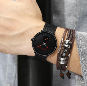 Ceas barbatesc GMO, Time-Stop Crrj, negru - rosu [5]