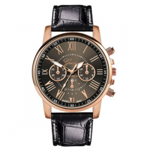 Ceas elegant, CRM, Unisex, Curea Neagră