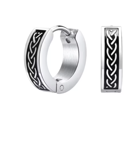 Cercei - Cercei bărbați, ADM, CelticKnot, oțel Inoxidabil, negru-argintiu, stil celtic