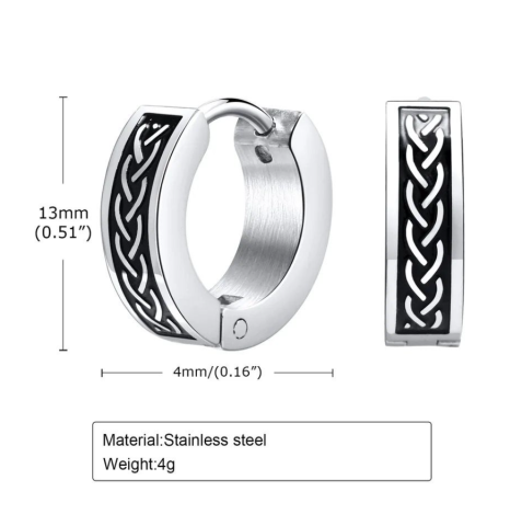 Cercei bărbați, ADM, CelticKnot, oțel Inoxidabil, negru-argintiu, stil celtic [1]