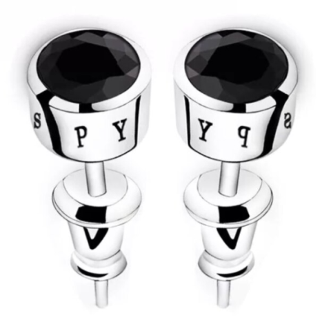 Cercei eleganti pentru barbati, Round Zircon, CRM, argintii [4]