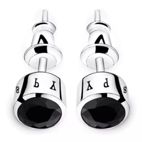 Cercei eleganti pentru barbati, Round Zircon, CRM, argintii [1]