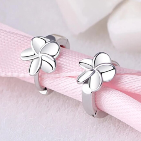 Cercei pentru fetite, CRM, model floare delicata, argintii [3]