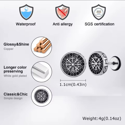 Cercei Viking, ADM, negri-argintii, simboluri nordice [2]