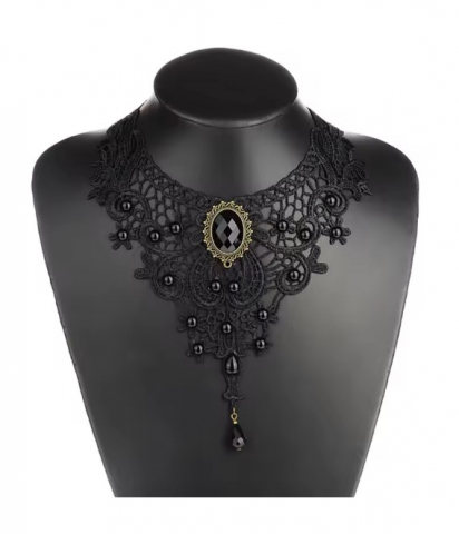Fashion - Choker brodat cu pietre, EVNC,  Vintage Gothic Jewelry