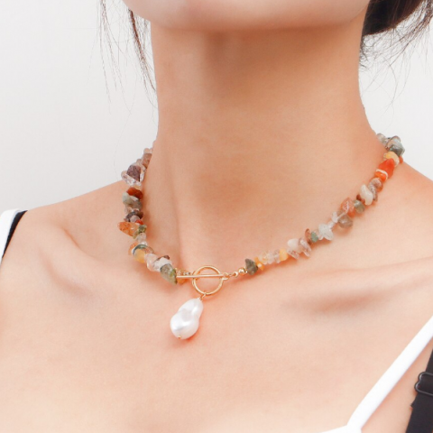 Choker Elegant Irregular, Multicolor, 42 cm, CRM, Închidere OT [4]