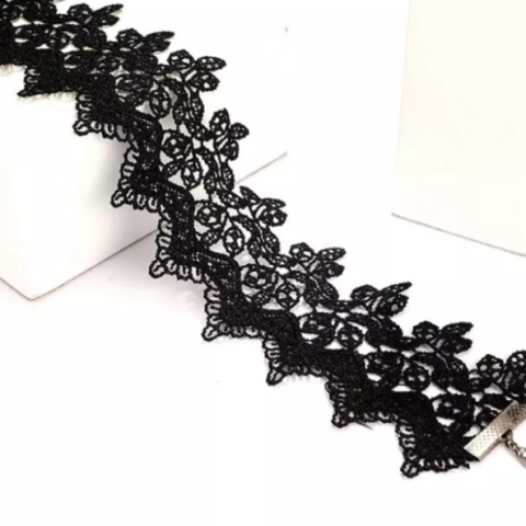 Colier Choker model deosebit, CRM, dantelat, negru [4]
