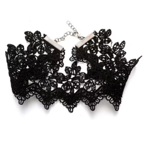 Colier Choker model deosebit, CRM, dantelat, negru [1]