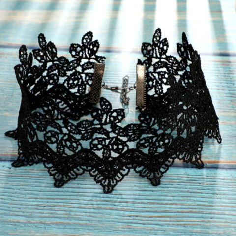Colier Choker model deosebit, CRM, dantelat, negru [3]