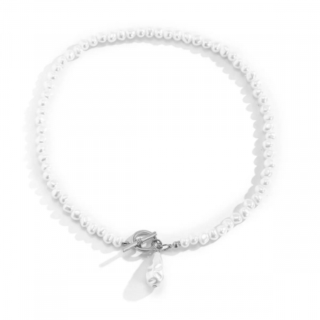 Colier cu perle pentru femei, ADM, Teardrop Pearl, alb-argintiu [0]