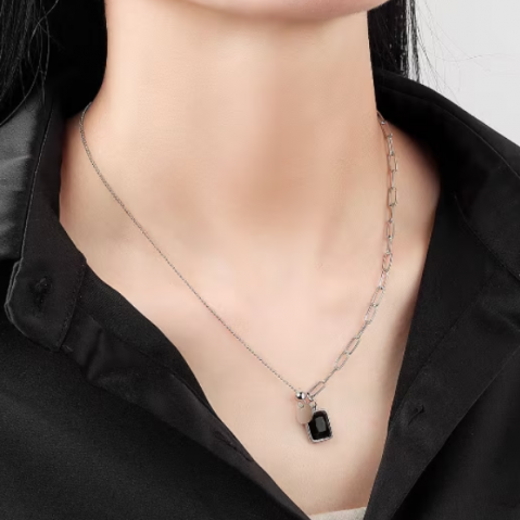 Colier elegant, Black pendant, CRM, 39 cm [2]