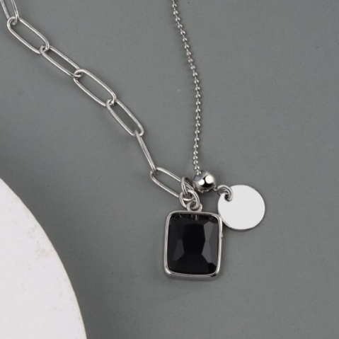 Colier elegant, Black pendant, CRM, 39 cm [3]