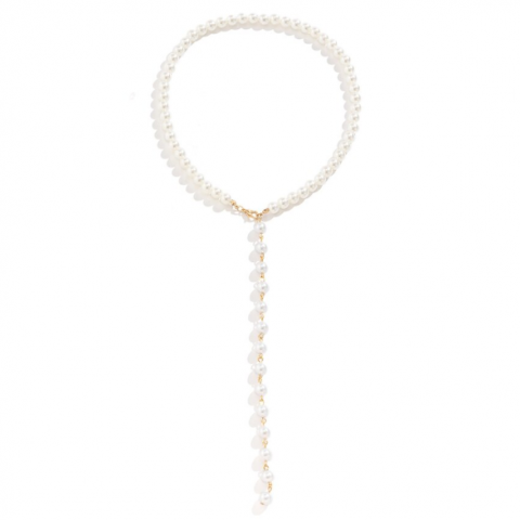 Colier Elegant cu Pandantiv Ciucure, CRM,  Alb-Auriu [3]