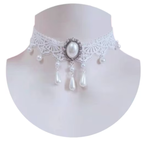 Coliere, lantisoare si chokere - Colier tip choker, vintage, ADM, Timeless Pearl, alb